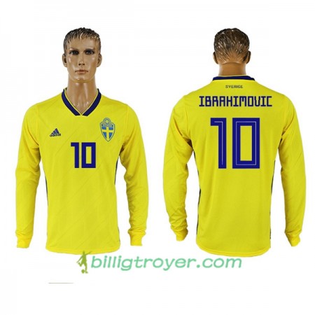 Billige Fotballdrakter Sverige Ibrahimovic 10 VM 2018 Hjemmedraktsett Langermet